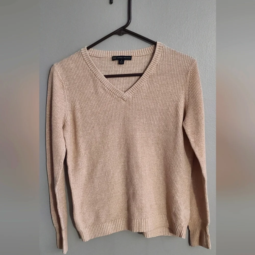 346 Brooks Brothers cream linen cotton blend‎ V neck sweater light-weight Small - Picture 5 of 7